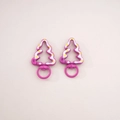 Set of two rose pink Christmas tree shaped alloy lobster clasps for DIY keychains - 3# Painted Christmas Tree with Loop / 27x44mm Center thickness approx 5mm / Rose Red