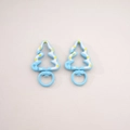 Sky blue Christmas tree lobster clasps in alloy for DIY keychain and jewelry making - 3# Painted Christmas Tree with Loop / 27x44mm Center thickness approx 5mm / Light Blue