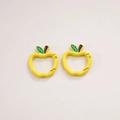 Cute yellow apple-shaped alloy lobster clasp with green leaf for DIY keychains - 4# Painted Apple Buckle / 28x30mm Thickness approx 3.8mm / Yellow