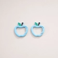 Pair of sky blue apple-shaped zinc alloy carabiners for DIY keychains and bags - 4# Painted Apple Buckle / 28x30mm Thickness approx 3.8mm / Blue