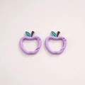 Cute purple apple-shaped alloy lobster clasps with green leaves for DIY crafts - 4# Painted Apple Buckle / 28x30mm Thickness approx 3.8mm / Purple