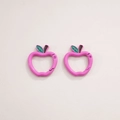 Pair of cute pink apple-shaped alloy spring clasps for DIY keychain accessories - 4# Painted Apple Buckle / 28x30mm Thickness approx 3.8mm / Rose Red