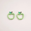 Pair of green apple-shaped metal spring hooks with polished finish and leaf detail - 4# Painted Apple Buckle / 28x30mm Thickness approx 3.8mm / Light Green