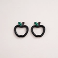Pair of black apple-shaped alloy carabiner spring hooks for DIY keychain pendants - 4# Painted Apple Buckle / 28x30mm Thickness approx 3.8mm / Black