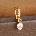 Macro shot of gold-plated cartilage earring with micro-pave cubic zirconia on leather - Round Pendant Style (Y20487-5) / 1 Piece / Gold