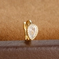 Close-up of gold pear-cut cubic zirconia stud earring with milgrain detail and texture - Waterdrop Gemstone Style (Y20487-6) / 1 Piece / Gold