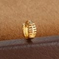 Macro shot of golden fishbone huggie earring with micro zircon stone on leather background - Fishbone Style (Y20487-10) / 1 Piece / Gold