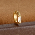 Macro shot of gold-plated earring featuring a rectangular baguette-cut cubic zirconia - Baguette Cut Style (Y20487-12) / 1 Piece / Gold
