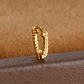 Macro shot of gold twisted rope helix hoop earring on soft textured brown background - Twisted Rope Style (Y20487-20) / 1 Piece / Gold