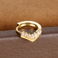 Macro shot of gold V-shaped huggie earring with shimmering micro-set zircons details - V-shape Zircon Style (Y20487-22) / 1 Piece / Gold