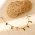 Collier à pampilles en pierres précieuses multicolores et acier titane plaqué or 18K - Bracelet Doré