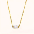 Goldene Edelstahl O-Kette mit rechteckigem Zirkonia-Geburtssteinanhänger für Damen - April Halskette