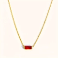 Elegante goldene Kette mit rechteckigem rotem Zirkon-Anhänger für Damen Geburtsstein - Januar Halskette
