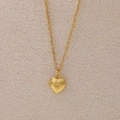 Golden heart locket necklace with yellow birthstone and matte vintage finish - October