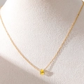 Collier minimaliste plaqué or 18 carats avec pendentif zircon jaune en forme de goutte - Collier Pierre de Naissance Goutte / Novembre