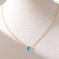 Collier en acier plaqué or 18K avec pendentif pierre de naissance bleu mer en goutte - Collier Pierre de Naissance Goutte / Décembre