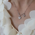 Collier avec pendentifs étoile de mer et coquillage avec zircon sur chaîne argentée - Collier en Argent