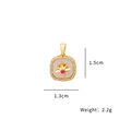 Pendentif boussole carré doré avec pierre précieuse rouge et zircons sur fond blanc - Style Coquille Blanche Étoile Rotatif (Pendentif Uniquement (Sans Chaîne))