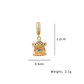 Pendentif cheval de manège doré avec émail coloré et pierres de zircone, taille 2,2x0,9 cm - Carrousel (Pendentif Uniquement (Sans Chaîne))