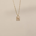Collier Gémeaux plaqué or 18 carats avec nacre blanche et pierres de zircon - Gémeaux