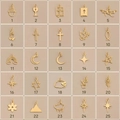 Collection de 25 pendentifs en acier doré comprenant des motifs de croix étoile et fleur - Style Symbole Religieux (1)