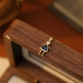 Golden boy girl necklace pendant with blue triangular gemstone and cubic zirconia - September Girl
