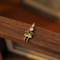 Golden girl pendant with olive green triangle gemstone and sparkling cubic zirconia - August Girl