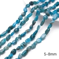Deep blue natural stone beads 5-8mm irregular shape for DIY jewelry making - 38cm/Strand (Approx. 1mm Hole, 45-60 Beads) / Apatite