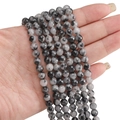 Faceted gray stone beads strands for DIY jewelry making with natural stone texture - 6mm (10 Pieces Pack) / Ink Black and White