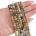 Faceted natural bumblebee jasper round stone beads for DIY jewelry making - 6mm (10 Pieces Pack) / Ink Landscape Grey