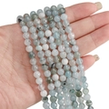 Faceted light blue natural stone beads strand for handmade jewelry making DIY - 6mm (10 Pieces Pack) / Cloudy Blue Green