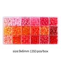 Scatola a 18 scomparti con 1350 perline pony colorate 9x6mm per gioielli fai-da-te - 9x6mm Circa 1350 Pezzi/Confezione / tonalità rosse