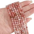 Polished natural pink strawberry quartz faceted round beads for DIY jewelry making - Pink Blossom Agate