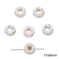 DIY colorful polka dot cat donut alloy charm bead for handmade bracelets 11x8mm - White Cat Donut / 1 Piece / White