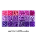 DIY bead set with 1350 pink and purple 9x6mm large hole beads in a transparent box - 9x6mm Approx 1350 Pcs/Box / Purple