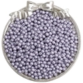 Pale purple 4mm glass pearl beads for DIY jewelry making displayed on silver tray - 4mm Aperture Approx 1mm 10g/Pack Approx 100 Beads / Purple