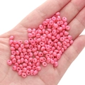 5mm pink seed beads for DIY jewelry making with smooth porcelain finish - Deep Pink Approximately 5x5mm Pore Size Approximately 1mm 10g/pack Approximately 100 Pieces.