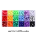 Rainbow DIY barrel bead kit with 1350 pieces in an 18-grid plastic storage box - 9x6mm Approx 1350 Pcs/Box / Rainbow Series