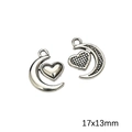Antiksilberner Mond-Herz-Anhänger aus Legierung, 17x13mm, für DIY-Schmuckherstellung - Herz Mond / 10er Pack / Antiksilber