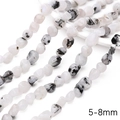 5-8mm irregular white quartz chips with black inclusions for DIY jewelry making - 38cm/Strand (Approx. 1mm Hole, 45-60 Beads) / White Moonstone