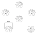 Copriperle a fiore traforato argento da 8mm per creazione gioielli DIY e braccialetti - Style #05 / 8mm / Argento Spesso