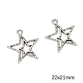 Antik versilberte hohle Sternanhänger für DIY Schmuckherstellung 22x21mm Größe - Doppelsterne / 10er Pack / Antiksilber