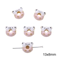 Breloques beignets ours rose et blanc 13x8mm pour la fabrication de bijoux DIY - Rose Clair