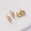 14k gold plated copper gear spacer beads set with sparkling zircon for DIY bracelets - 10.5x13mm Hole Approx 1mm / 1 Piece / 14k Gold Plating