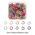 Anillas abiertas DIY de 8mm colores mezclados 200 piezas en caja de plástico - Anillos de Salto Coloridos Multicolor (#03)