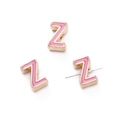 Pink and gold alloy alphabet Z spacer bead for jewelry making with horizontal hole - Letter Z / 5 Pieces / Pink