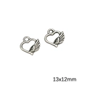 Antik versilberte Herz mit Flügeln Legierung Anhänger für DIY Schmuckherstellung 13x12mm - Geflügeltes Herz
