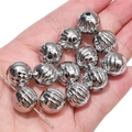 Perles en acrylique argenté en forme de citrouille pour bijoux et bracelets DIY - Argent / 14mm (5 Pièces/Paquet)