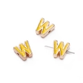 10mm yellow enamel alloy letter W bead for DIY jewelry making and bracelets - Letter W / 5 Pieces / Yellow