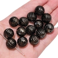 Perles citrouille en acrylique noir brillant avec finition métal pour bijoux DIY - Noir / 14mm (5 Pièces/Paquet)